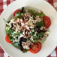Mediterranean Salad · Spring lettuce mix topped with turkey, bacon, tomato and feta cheese in our Italian vinaigre...