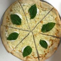 White Pizza · Ricotta, mozzarella and Parmesan cheese, extra-virgin olive oil, garlic and basil.