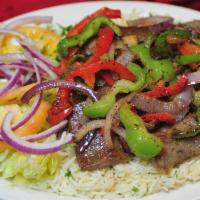 Lamb Gyro Entree · Charbroiled lamb gyro slices. Served with 2 sides.