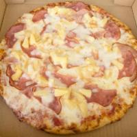 Hawaiian Pizza · Canadian bacon, mozzarella cheese, pineapple and ham.