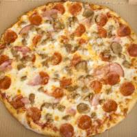 Meat Lover Pizza · Pepperoni, sausage, ham, meatball and mozzarella cheese.