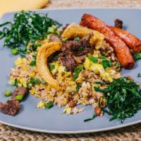 Rice and Beans Mexidão - Full Portion · Rice, Beans, Eggs, Pork Meat, Sausage, Collard Greens, Pork Rinds, Beef. 
Full portion*

*Po...