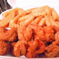 Shrimp Only · 8 pieces of mouth watering golden shrimp served with hush puppies and cocktail sauce. Add ad...