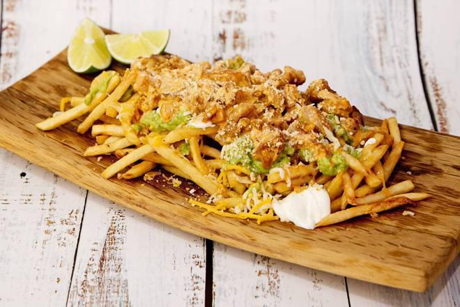 * Grilled Chicken Fries · Grilled Chicken, cheese, guacamole and sour cream.