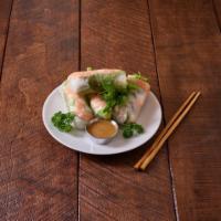 Goi Cuon Tom, Thit · Goi cuon fresh spring rolls. Shrimp, pork, lettuce, mint, bean sprouts, vermicelli.