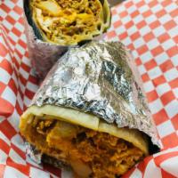 Breakfast Burrito · All breakfast burritos are made with your choice of meat, 4 eggs, potatoes and shredded chee...
