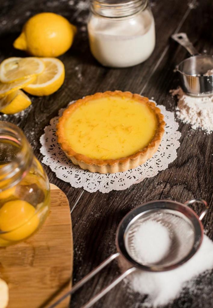 Lemon Tart · Crispy pastry filled with a sweet, tart lemon filling.  Crafted with imported French butter!