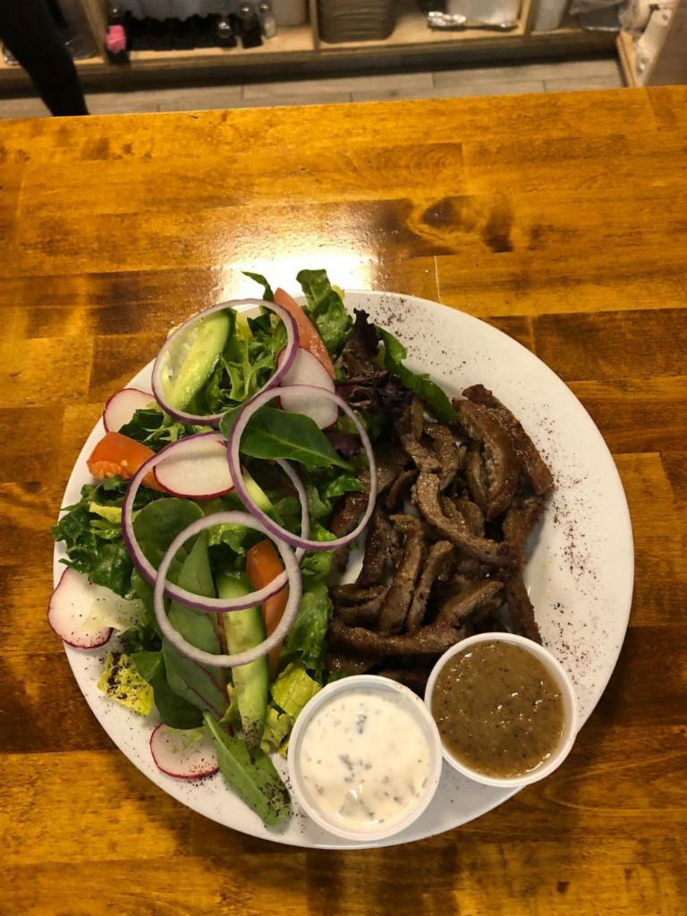 Gyro Plate · Spiced lamb and beef with tahini sauce.