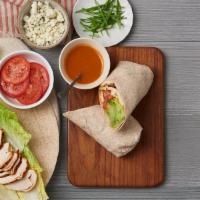 Buffalo Chicken Wrap · Buffalo dressed chicken, tomato, lettuce, blue cheese, celery, scallion, and whole wheat tor...
