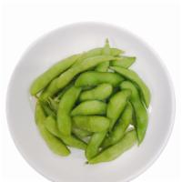 Edamame · Lightly salted steamed soy beans.