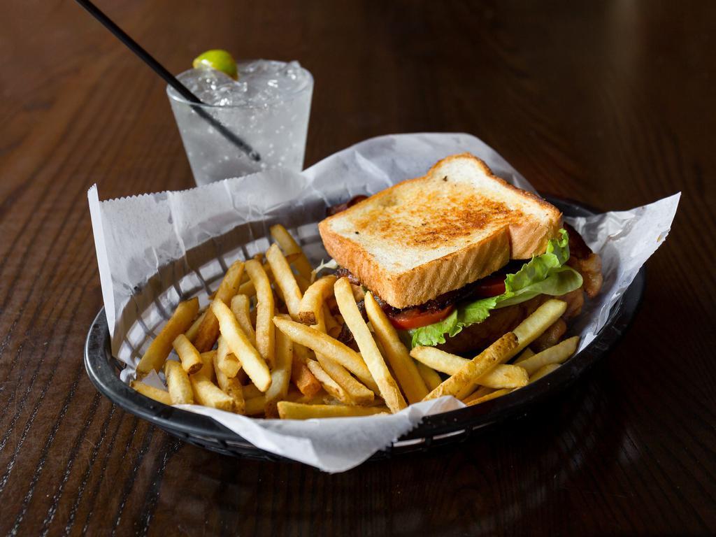 Applewood Smoked BLT Sandwich · Bacon, lettuce, tomato, mayo on Texas toast. Add Cheese for an additional charge.
