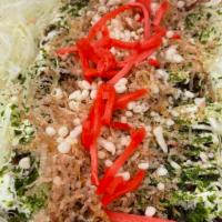 Ramen Katsu Okonomiyaki · Ramen katsu okonomiyaki includes a thin layer of 100% kurobuta slices, ramen noodles, and ok...