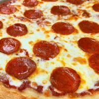 Party Pepperoni Pizza · Mozzarella cheese, extra pepperoni with tomato sauce.
