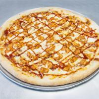 BBQ Chicken Pizza · XL 18” hand tossed fresh dough pizza with Sweet Baby Ray’s BBQ sauce instead of tomato sauce...
