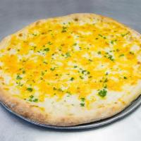 3 Cheese Pizza · XL 18” hand tossed fresh dough pizza with Alfredo sauce instead of tomato sauce topped with ...