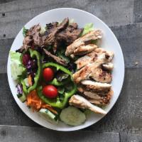 Combo salad  · Grilled chicken and steak tips over garden salad