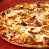 BBQ Special Pizza · Sausage, onion, bacon and tangy BBQ sauce.