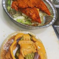 Spicy crispy Chicken Sandwich · fresh Halal spicy grill chicken sandwich served on brioche bun that includes lettuce, tomato...