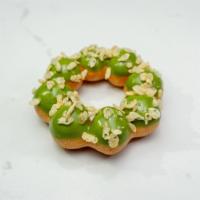 2. Cruncha Matcha Donut · Matcha glaze with rice crispies.