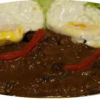 Bistec a Caballo  · Steak and eggs.