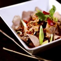 Sliced Beef with Sauce · Sliced beef, Green onion, Cilantro, Dry red pepper, Salt, Sesame oil, Chili oil, Prickly pep...