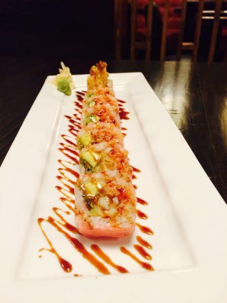 Pink Lady Roll * · Spicy tuna, shrimp tempura, avocado  and crunch in a pink soy paper.