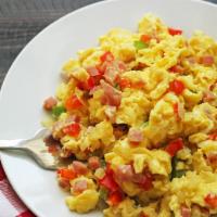 1. Western Omelette Platter  · An omelette served with scrambled eggs, ham, bell peppers and onions. 