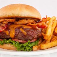5. Texan Deluxe Burger  · Beef burger with BBQ sauce, bacon and pepper Jack cheese. 