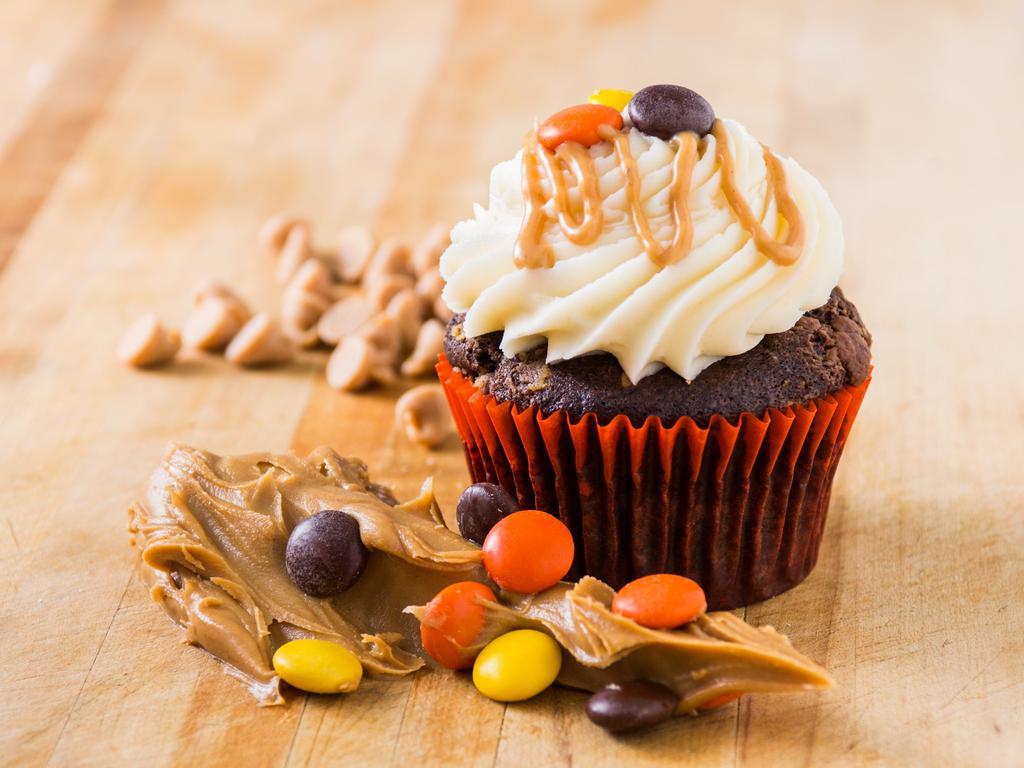 Dark Chocolate Peanut Butter Cupcake · ** When adding a personalized notecard, bow or candle,  please order specialized cupcake(s) individually.