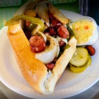 Italian Hot Dog · Peppers, onions and potatoes.