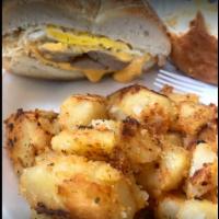 Rosie's Burger · BBQ onions, bacon and onion rings.