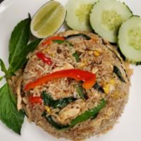 Spicy Basil Fried Rice · Bell peppers, onions, and egg in basil chili sauce. Spicy