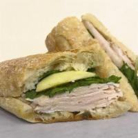 Smoked Turkey and Apple · Sliced smoked turkey breast and tart green apple topped with watercress and honey mustard on...