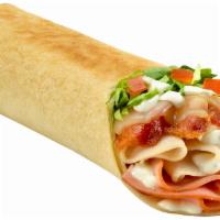Ultimate Club Wrap Meal · Roasted turkey, ham, bacon, cheddar, lettuce, tomatoes and ranch.