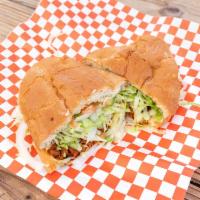 Tortas · Your choice of meat, cheese, mayonnaise, fresh onion, avocado, and tomato in a golden, warm ...