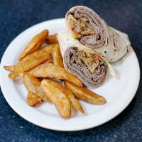 36. Philly Beef Wrap · Beef with sauteed onions, peppers and cheddar cheese.