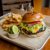 Angus Burger · Served with American cheese, lettuce, tomato, pickle, and fries. Add bacon for an additional...