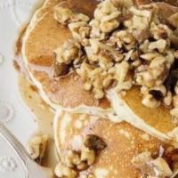 Hearty Nuts Stack · 3 pancakes loaded with walnuts.