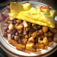French Blade Plate · Omelet (3 fillings) with home fries and bacon or sausage.