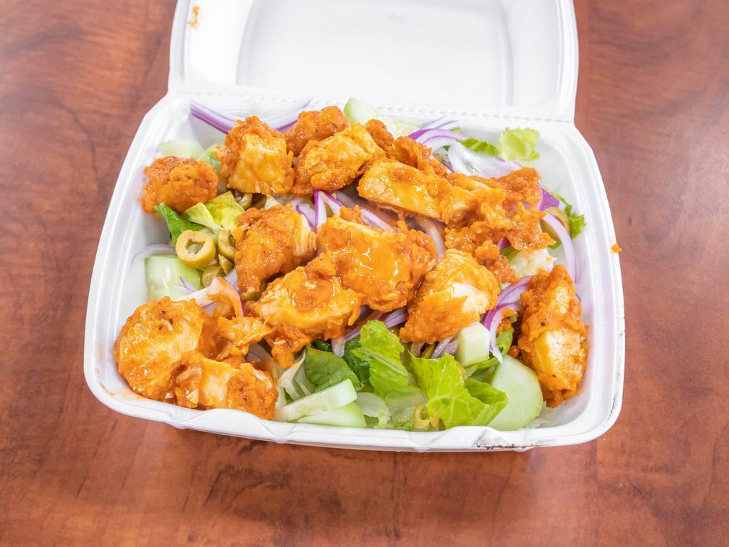 Buffalo Chicken Salad · Olives, lettuce, tomatoes and onions.
