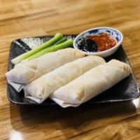 Burmese Spring Rolls · Non-fried fresh spring rolls made with delicious filling made of Jicama, Carrots, Cabbage. 3...