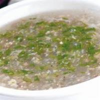 54. Grond Beef with Cilantro Soup · Savory soup made from cow meat. 
