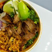 Ramen Birria · Ramen noodles
Birria Consome
Birria meat