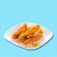 Chicken Tenders (4 pcs) · Chicken tenders breaded and fried till golden and crisp, served with a choice of dipping sau...