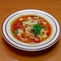 Pasta Fagioli · Bits of pasta and bean soup.