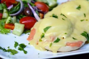 Moonstruck Poached Eggs · Comes with lox and hollandaise sauce. Served with toast or English muffin and choice of pota...