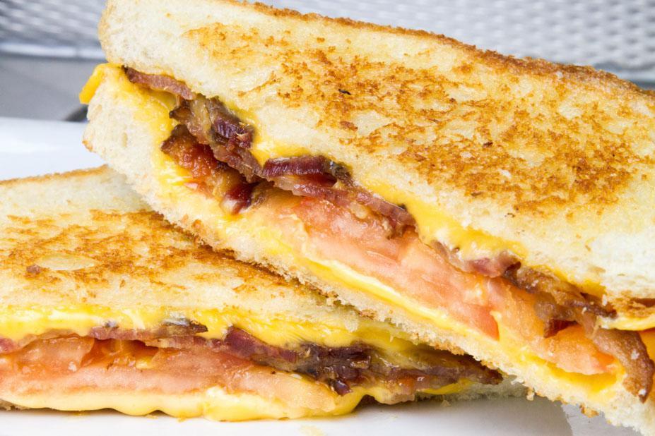 Grilled Cheese with Tomato and Bacon Sandwich · 
