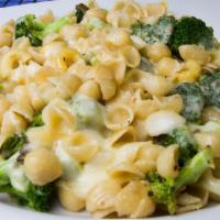 Broccoli Pasta · Sauteed broccoli crowns in virgin olive oil and garlic, with choice of pasta, and melted moz...