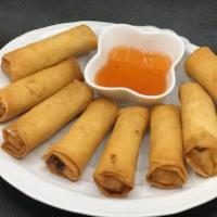 Spring Rolls · 8 pieces. Deep-fried wheat-flour wrapper filled with cabbage, carrot, vermicelli, and onion ...