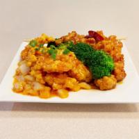 S19. Dragon and Phoenix · General tso's chicken and jumbo shrimp with chili sauce. Served with choice of rice. Hot and...